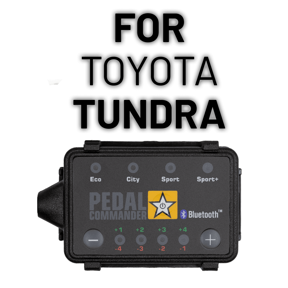Pedal Commander throttle controller for Toyota Tundra with Bluetooth and driving modes.