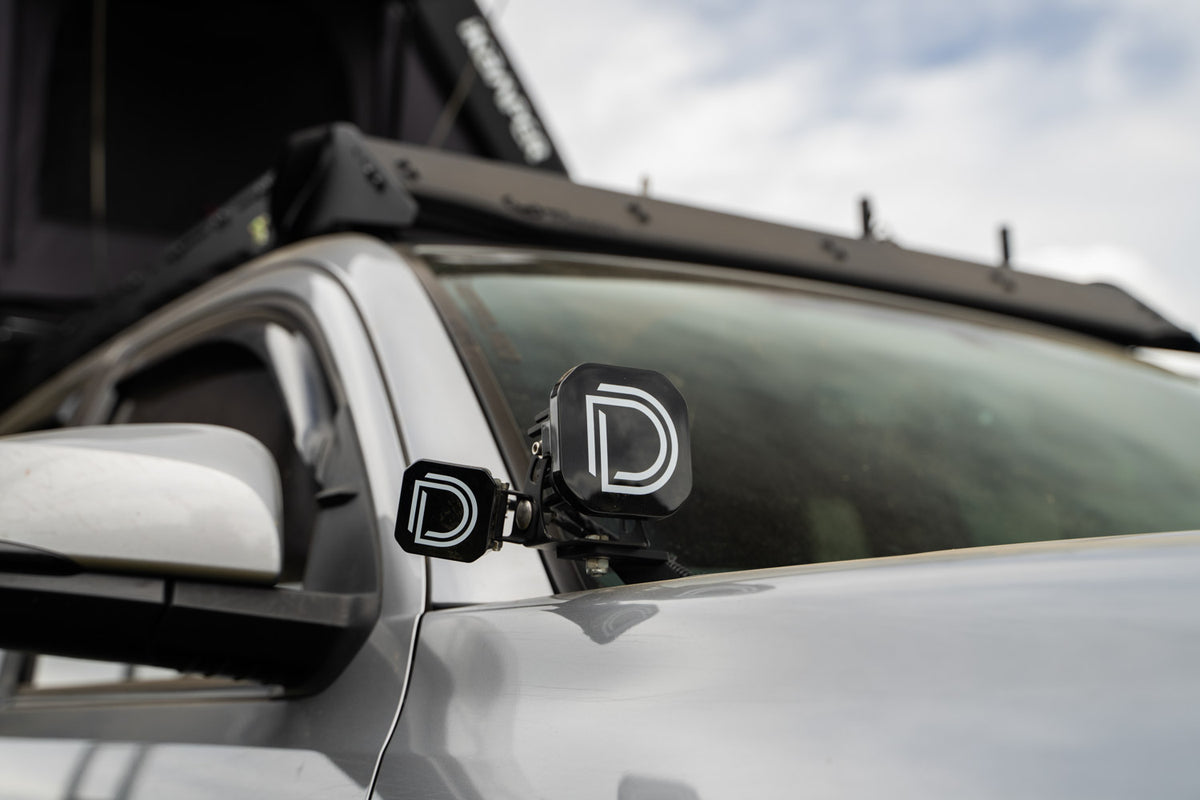 Diode Dynamics backlit ditch light kit for 2016-2023 Toyota Tacoma – lit close up