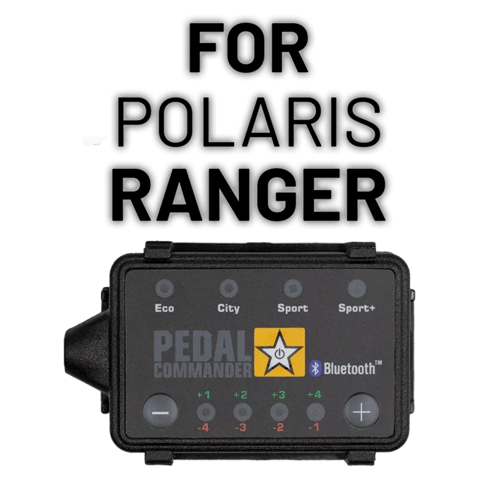 Pedal Commander Bluetooth throttle controller for Polaris Ranger, acceleration settings shown.