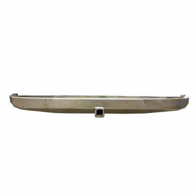 Rock-proof rear bumper with clevis mounts for Jeep Wrangler YJ 1987-1995, shown on white
