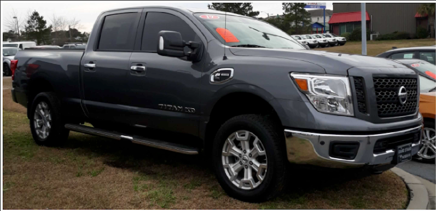 MC6228BLK 16-21 Nissan Titan XD Tow-style 2 PCS With Turn Signal Top Gloss Black Tape-on Mirror Cover
