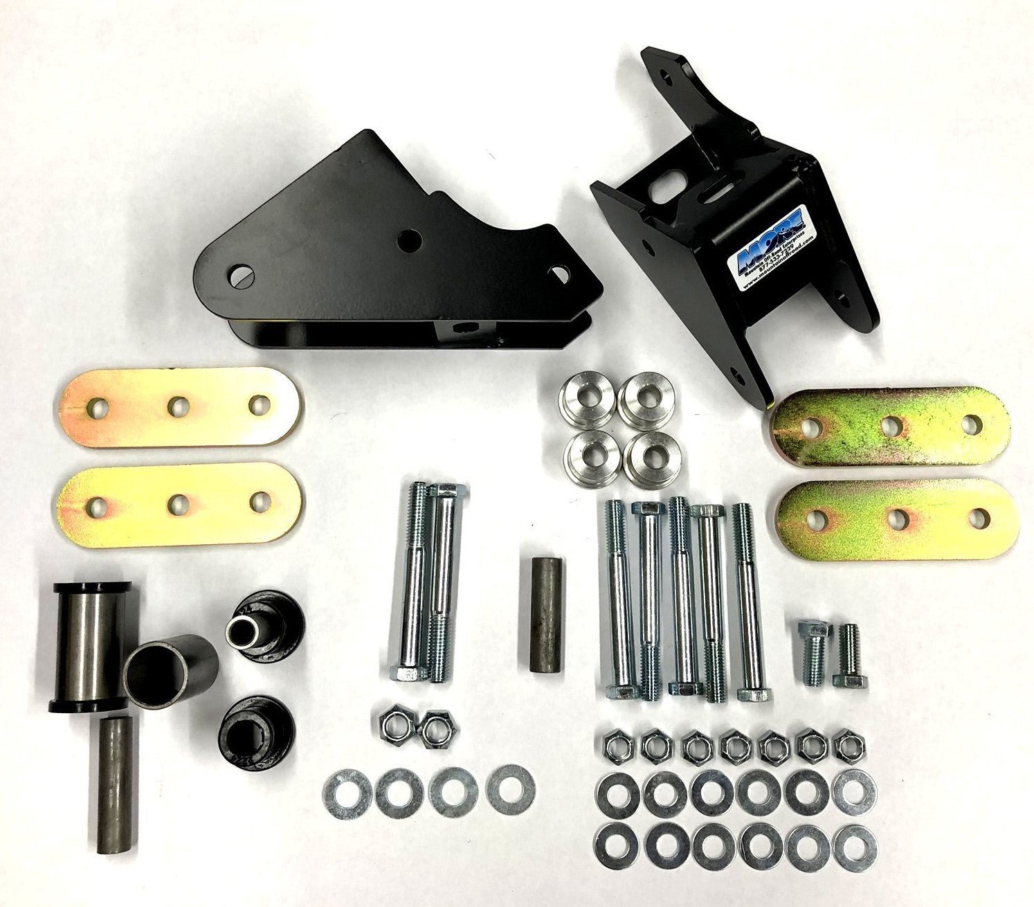 Shackle reversal system kit with weld-in shackle hangers and hardware for Jeep Wrangler YJ