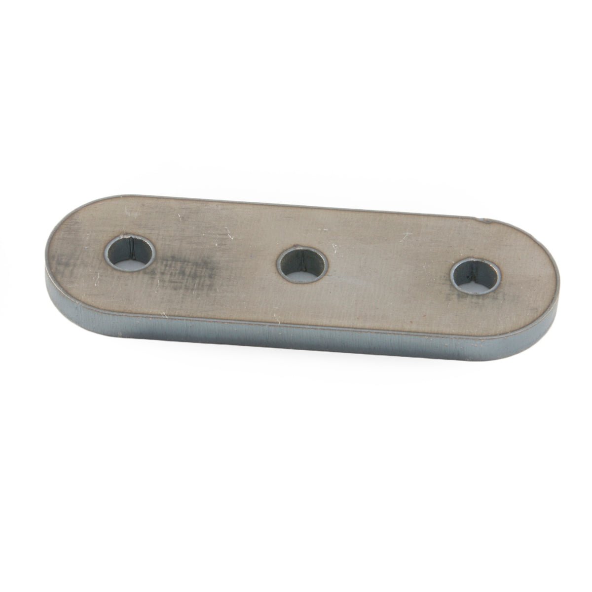 Bare steel shackle side plate with three bolt holes for off-road vehicle accessories