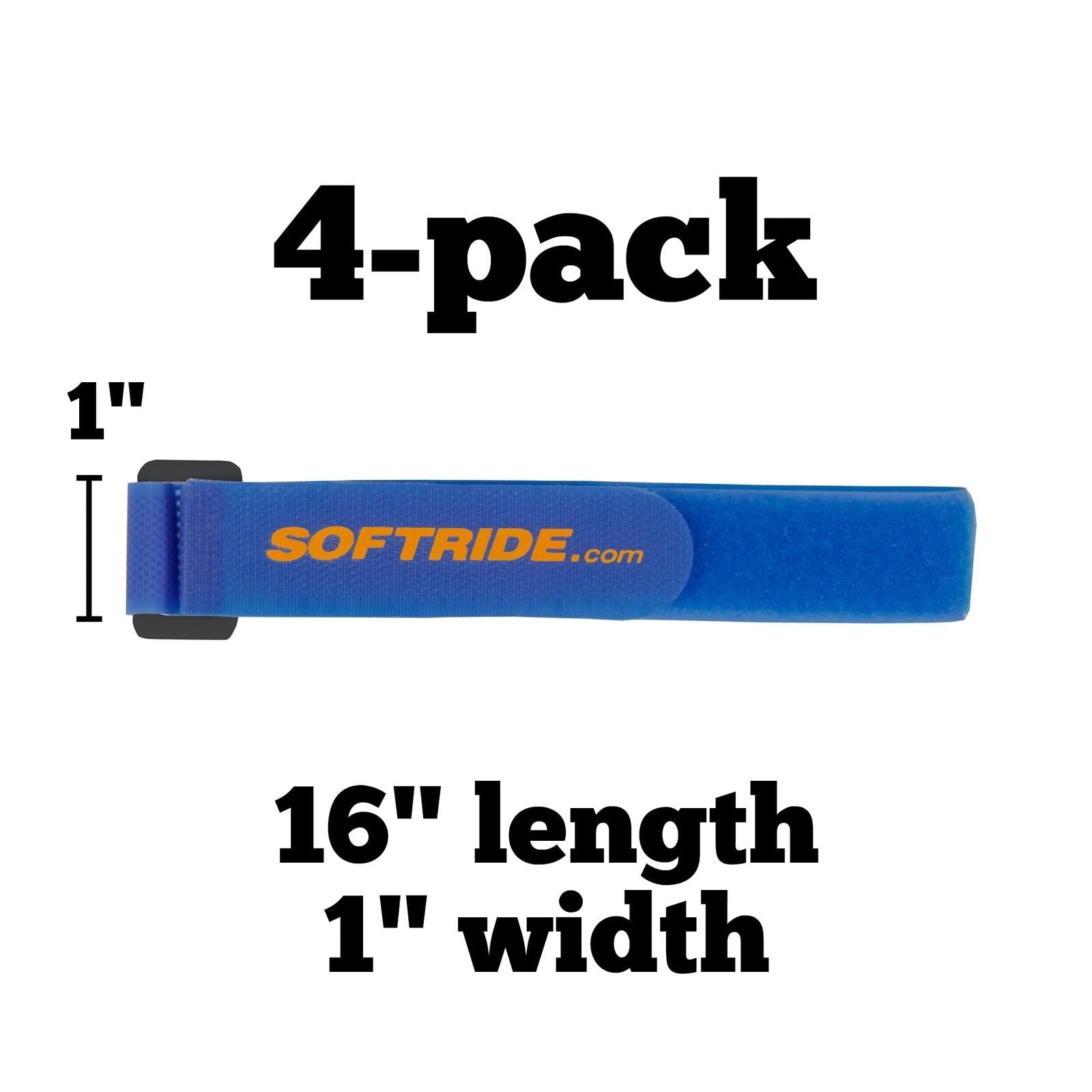 Blue gear strap, 16 inch by 1 inch, Softride brand, 4-pack, outdoor vehicle accessory