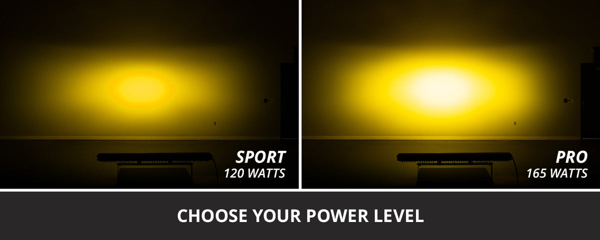 Diode Dynamics SS30 Yellow LED Light Bar for trucks and SUVs – power levels