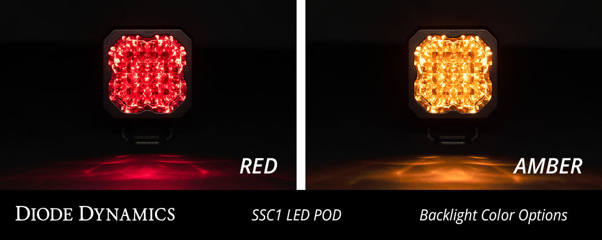 Diode Dynamics SSC1 White Pro Flush Mount LED Pod (Single) for trucks and SUVs – backlight