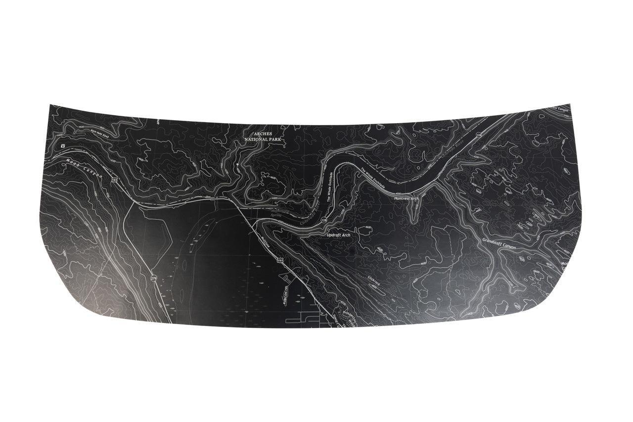 Stealth Black Arches National Park Topographic Map Hood Overlay (Printed Series) - 2021+ Bronco