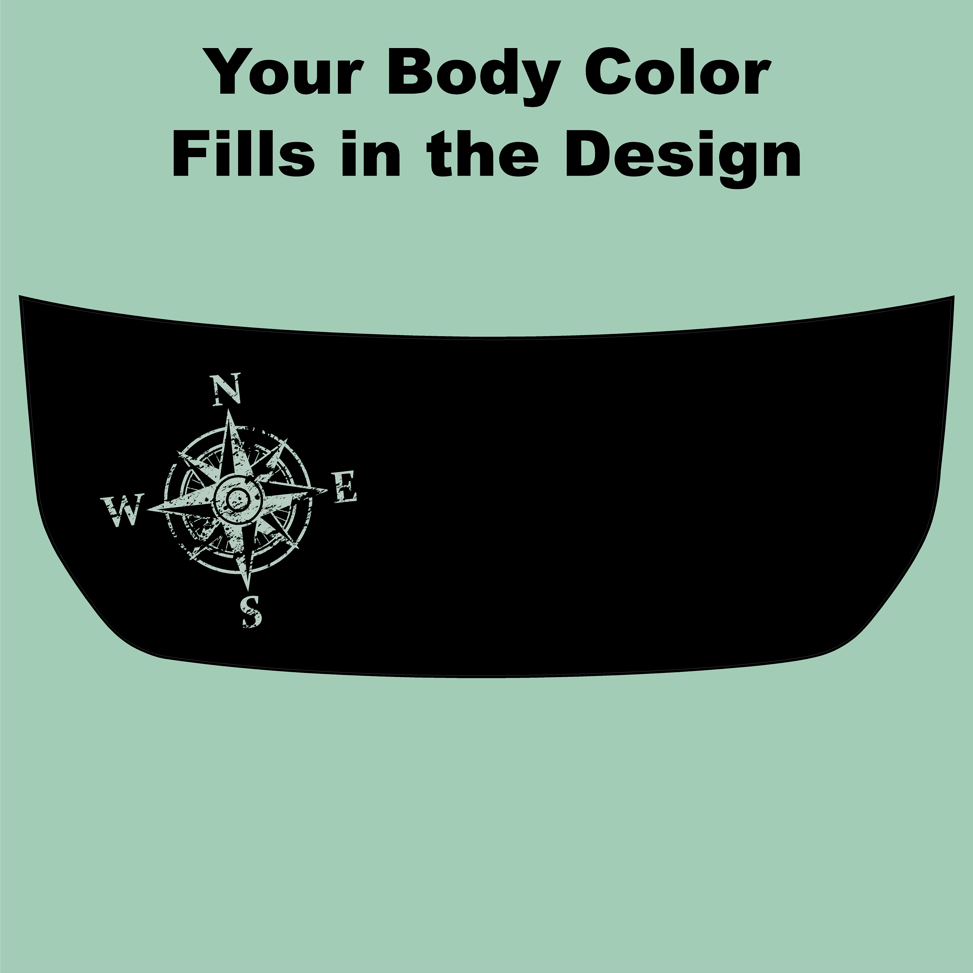 Stealth Black Compass Rose Hood Overlay (Printed Series) - 2021+ Bronco