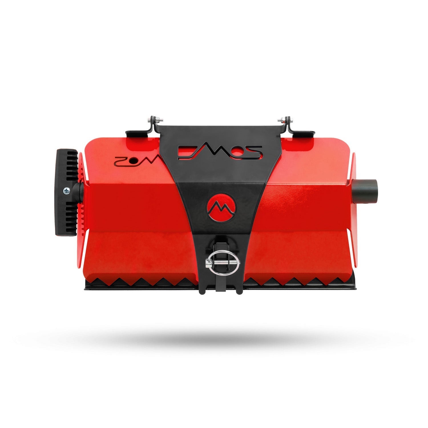 Red and black mount for Stealth shovel, compact off-road vehicle gear accessory