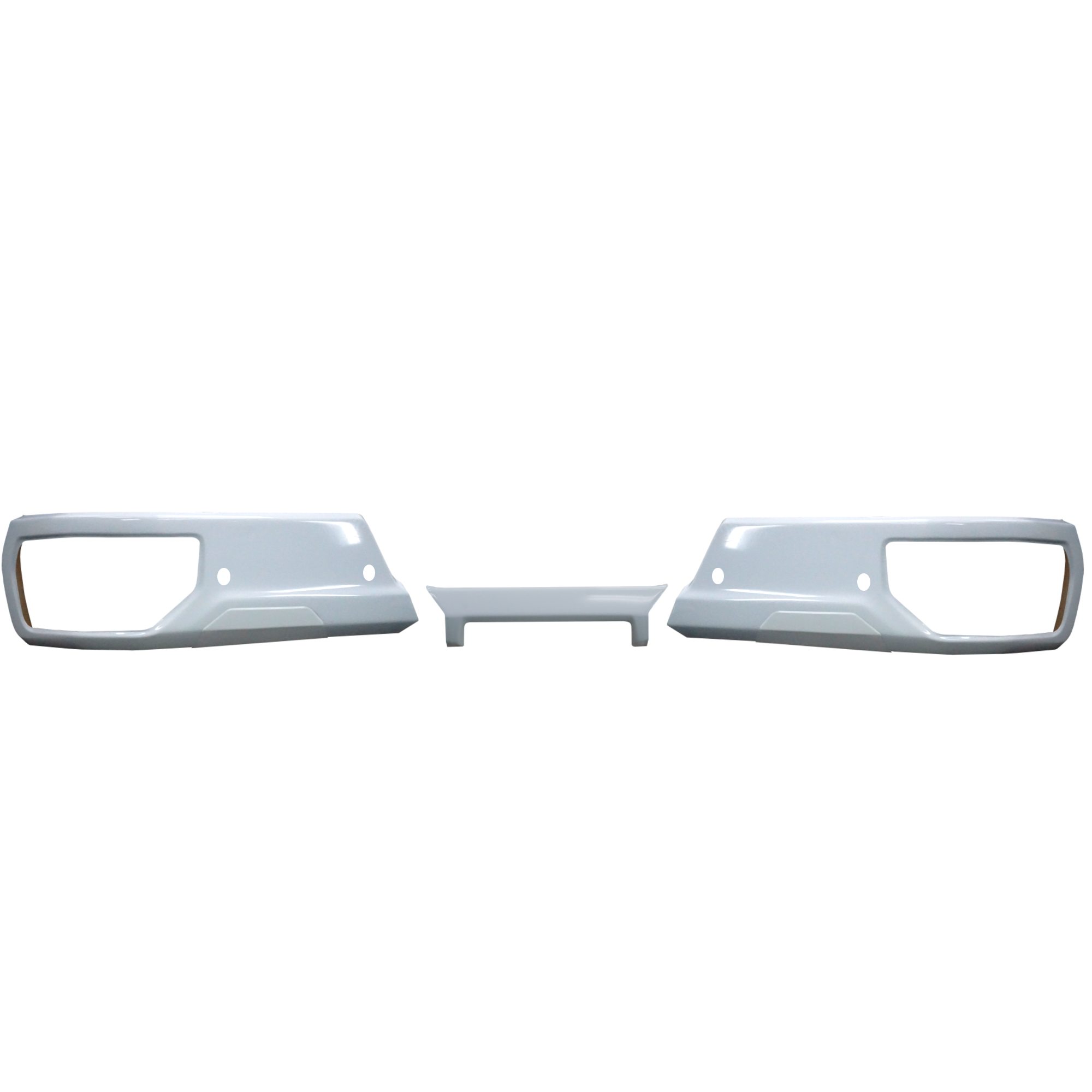 Summit White Rear Chrome Delete kit for the Silverado and Sierra 2019-2024, with parking sensors and without exhaust cutouts