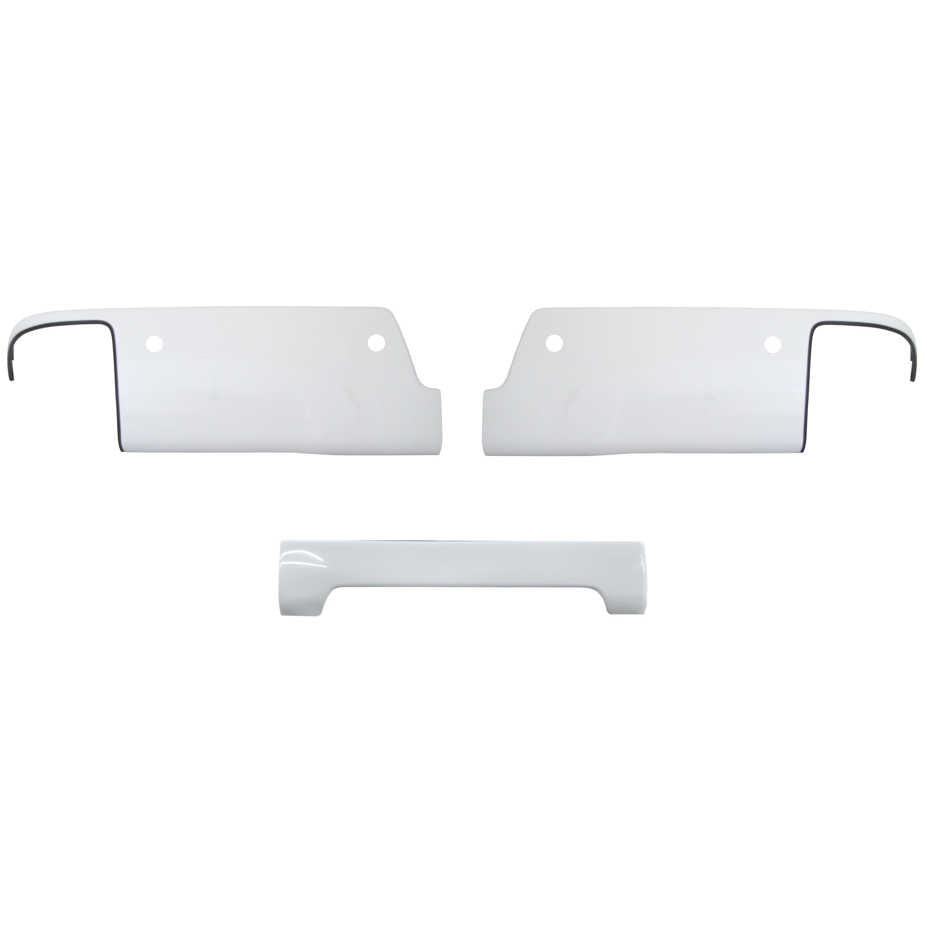 Chevy Silverado and GMC Sierra Rear Bumper Covers in Summit/Olympic White with parking sensors - chrome delete kit