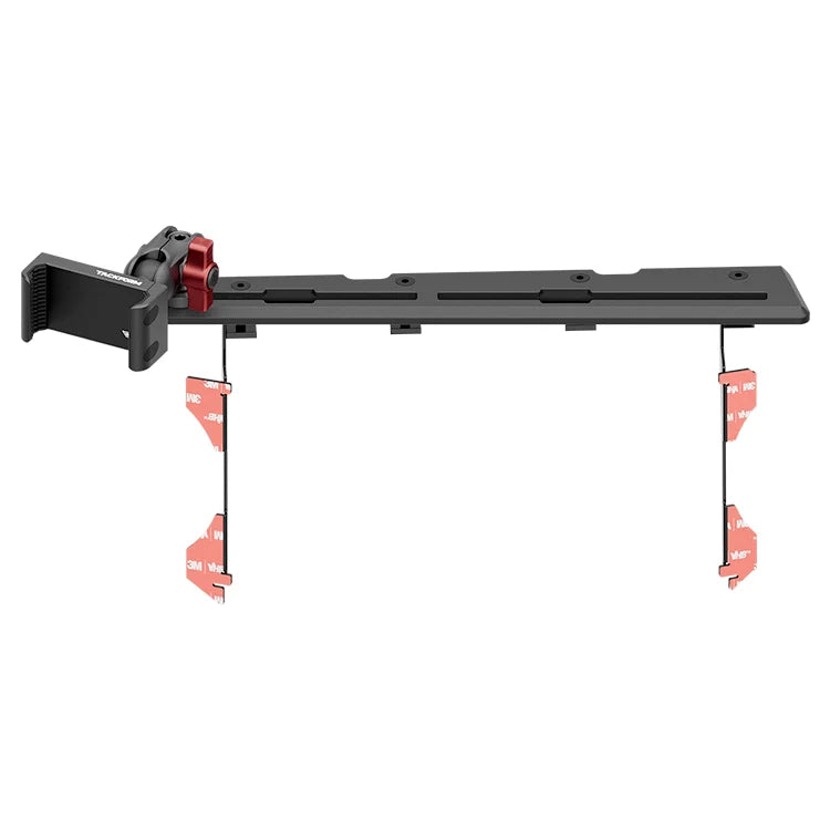 Toyota Tacoma dash phone mount bracket with red accents and 3M adhesive strips