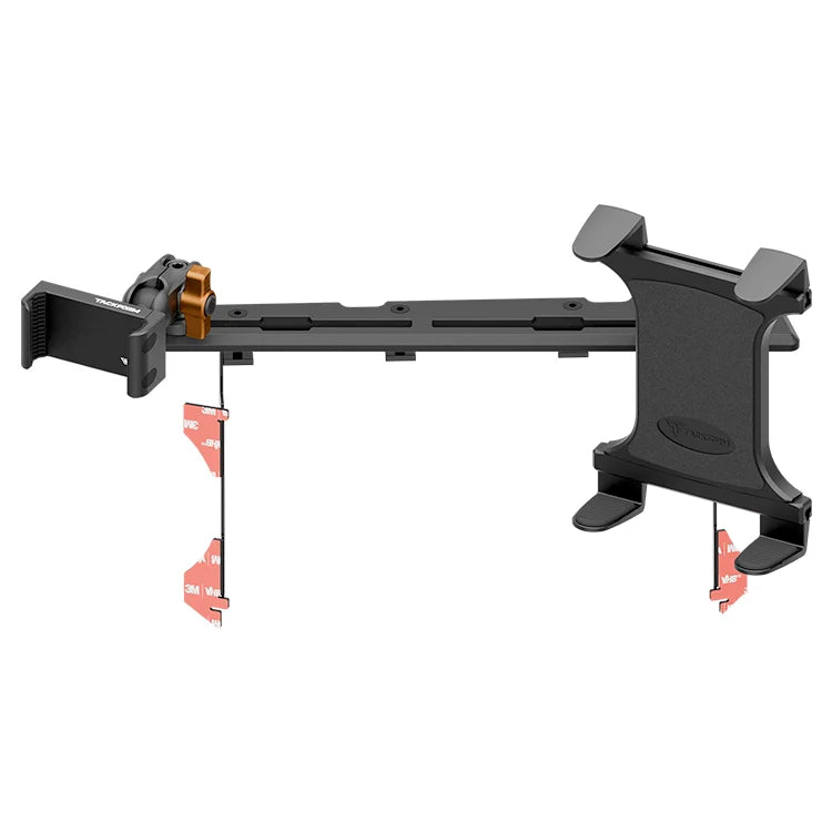 Tacoma dash bracket phone and tablet mount with orange knob, adhesive strips, black finish