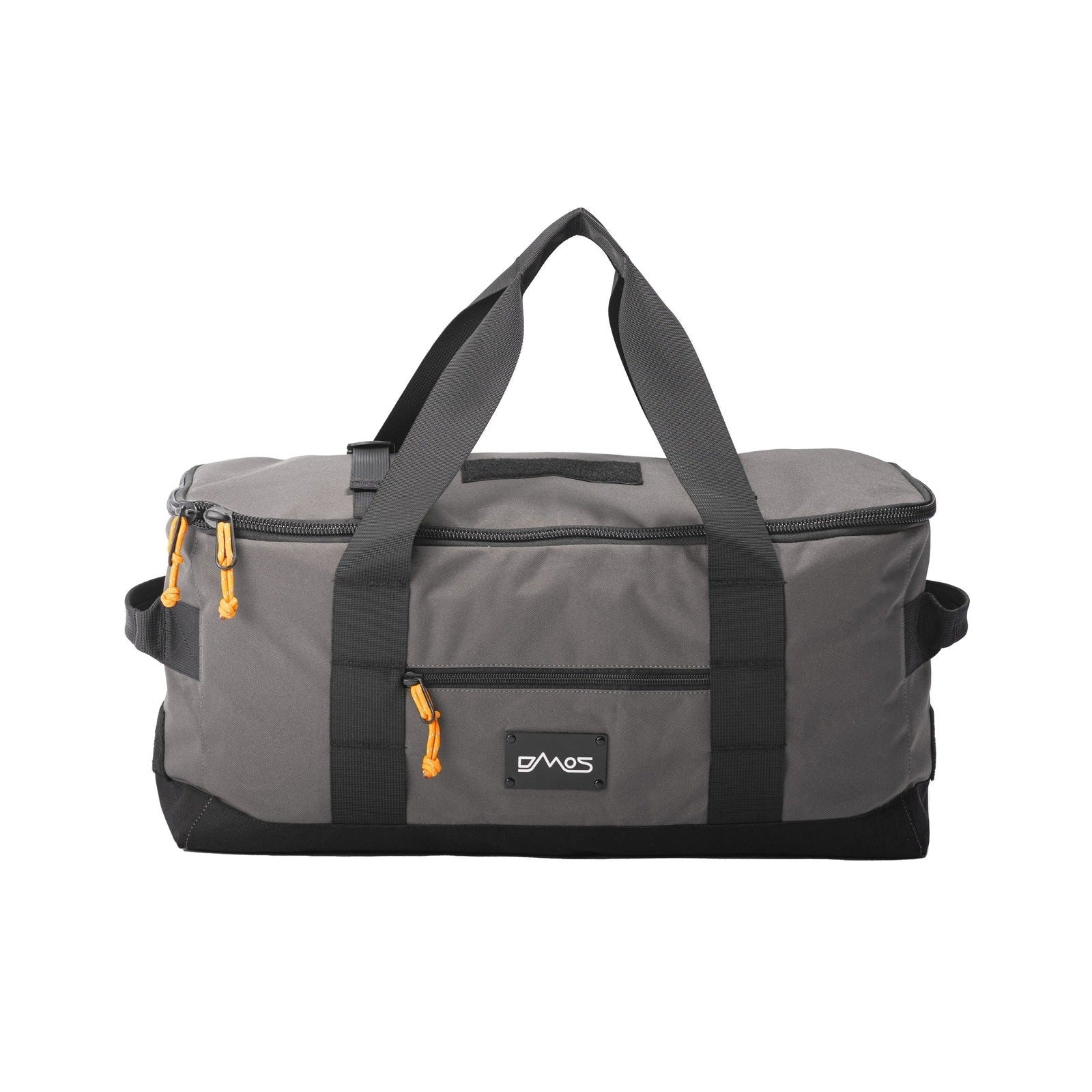 Gray and black rugged carry bag with handles and orange zipper pulls, ideal for overlanding gear