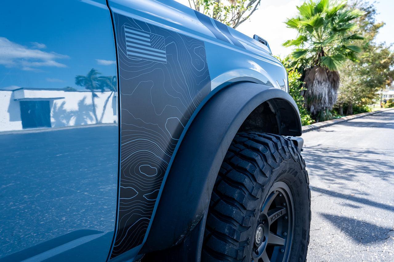 Topo American Flag Fender Overlays - 2021+ Bronco