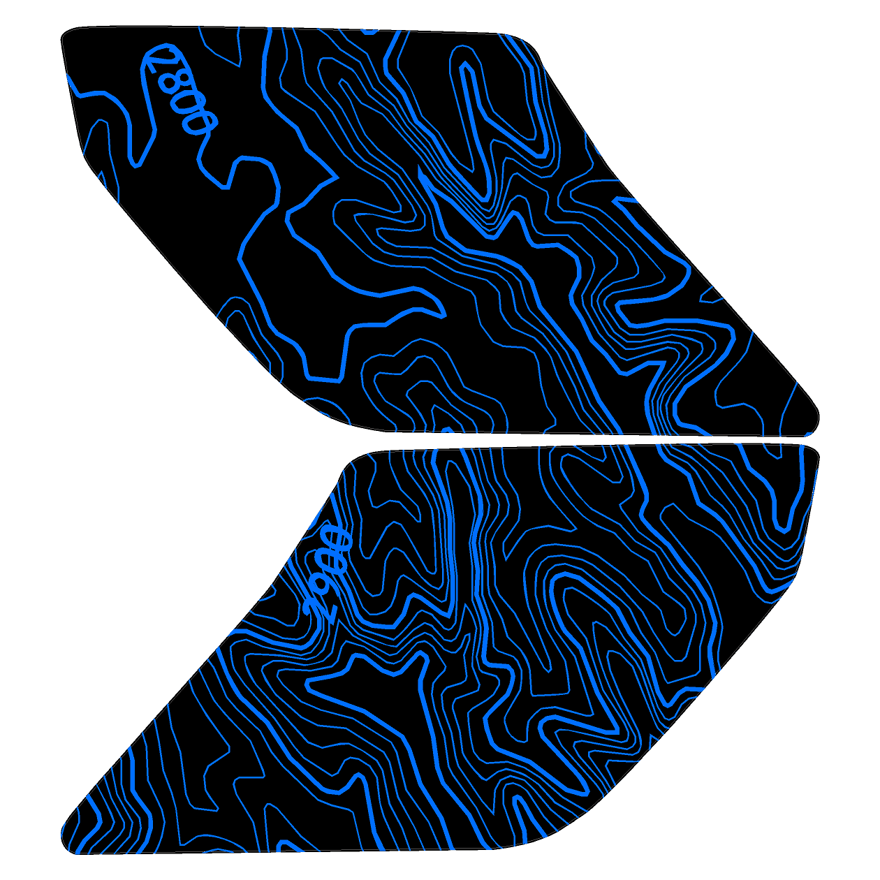 Topo Interior Sun Visor Overlays (Printed Series) - 2021+ Bronco (NO Homelink)