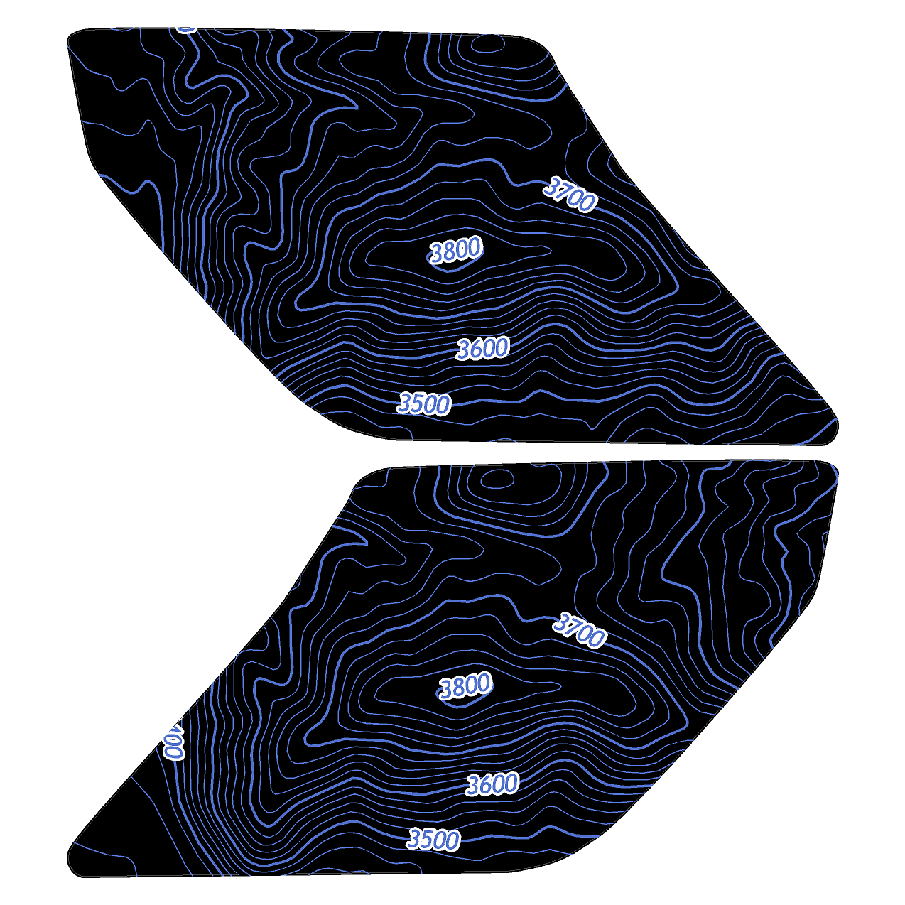Topo Interior Sun Visor Overlays (Printed Series) - 2021+ Bronco (NO Homelink)