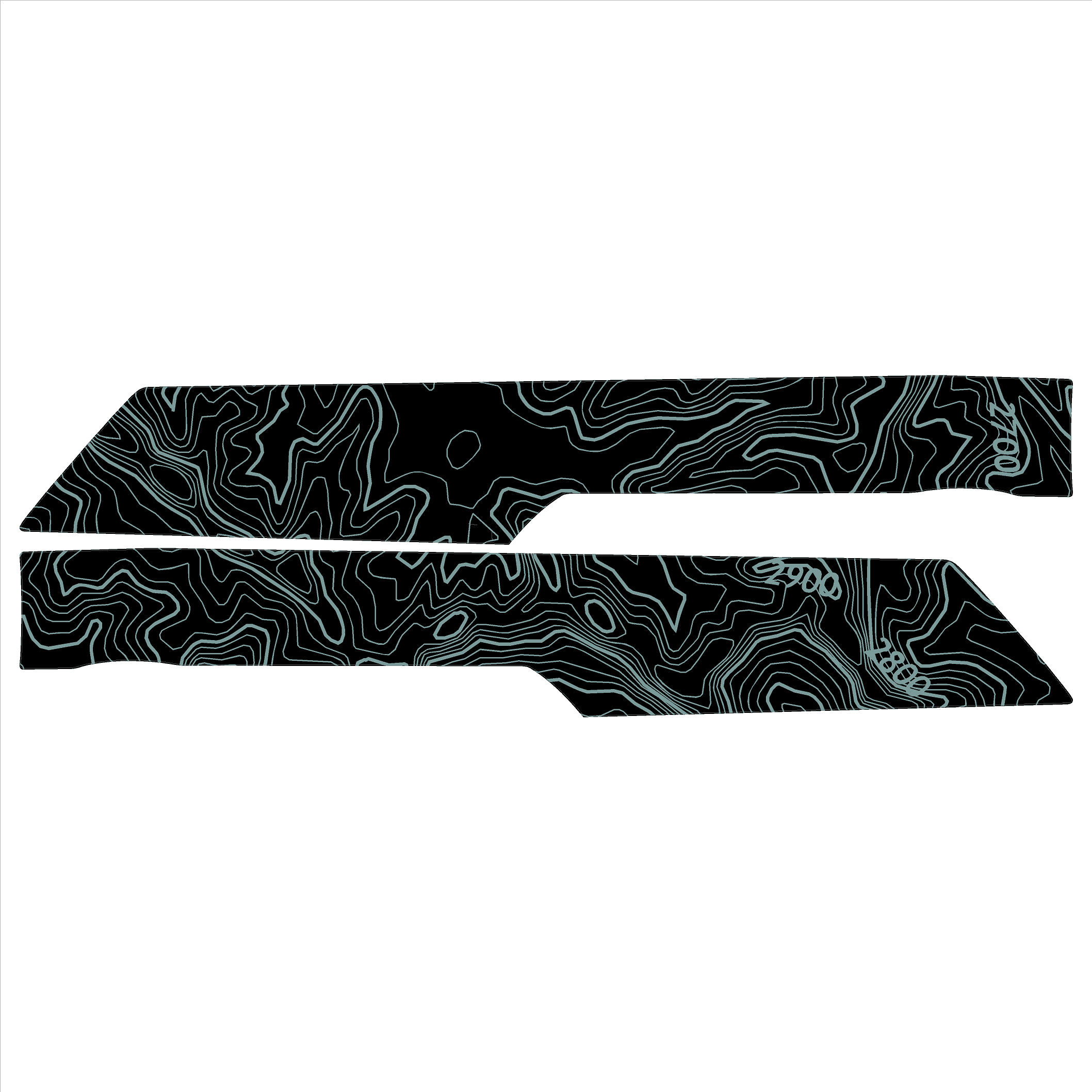 Topo Front Interior Upper Door Card Insert Overlays (Printed Series) - 2021+ Bronco 4 Door