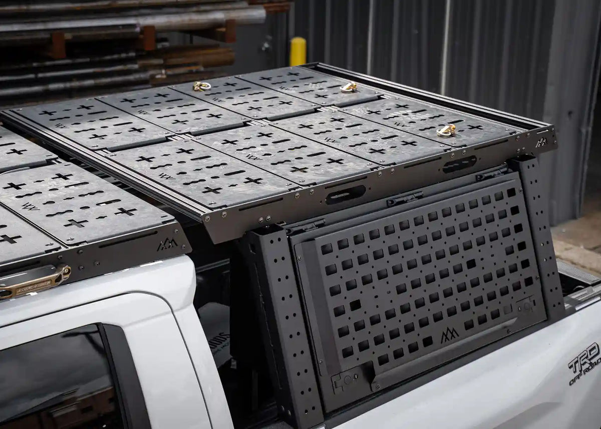 toyota-tacoma-bed-rack-driftr-topper-cargo-carrier-installed - NVMOS