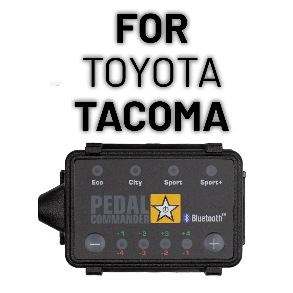 Pedal Commander Bluetooth throttle controller for Toyota Tacoma with Eco, City, Sport, Sport+ modes.