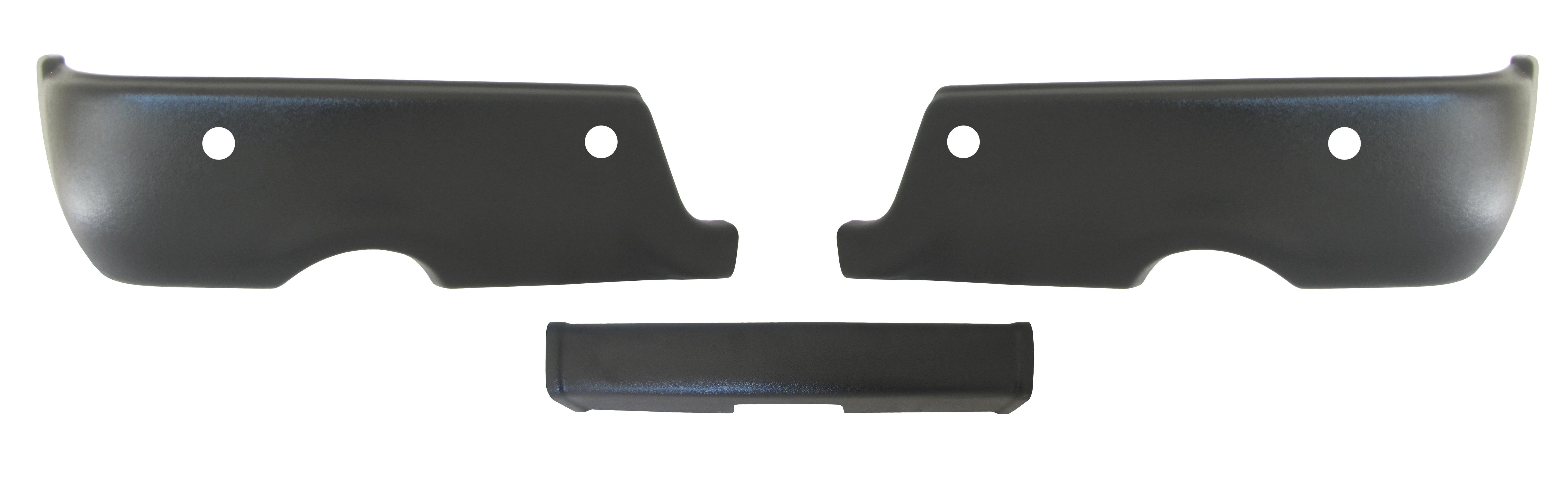 textured tpo 2009-2018 Ram - Rear BUMPERSHELLZ™ - Chrome Delete Truck Bumper Caps Chrome Delete Kit With reverse sensors Textured Black TPO Exhaust Cut-outs