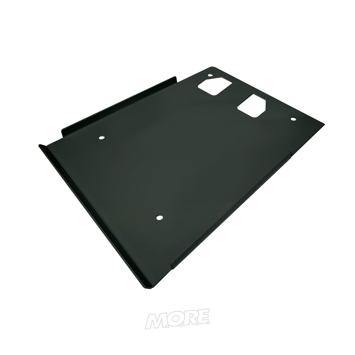 Black transfer case skid plate for Jeep Wrangler JK 2007-2018, isolated on white