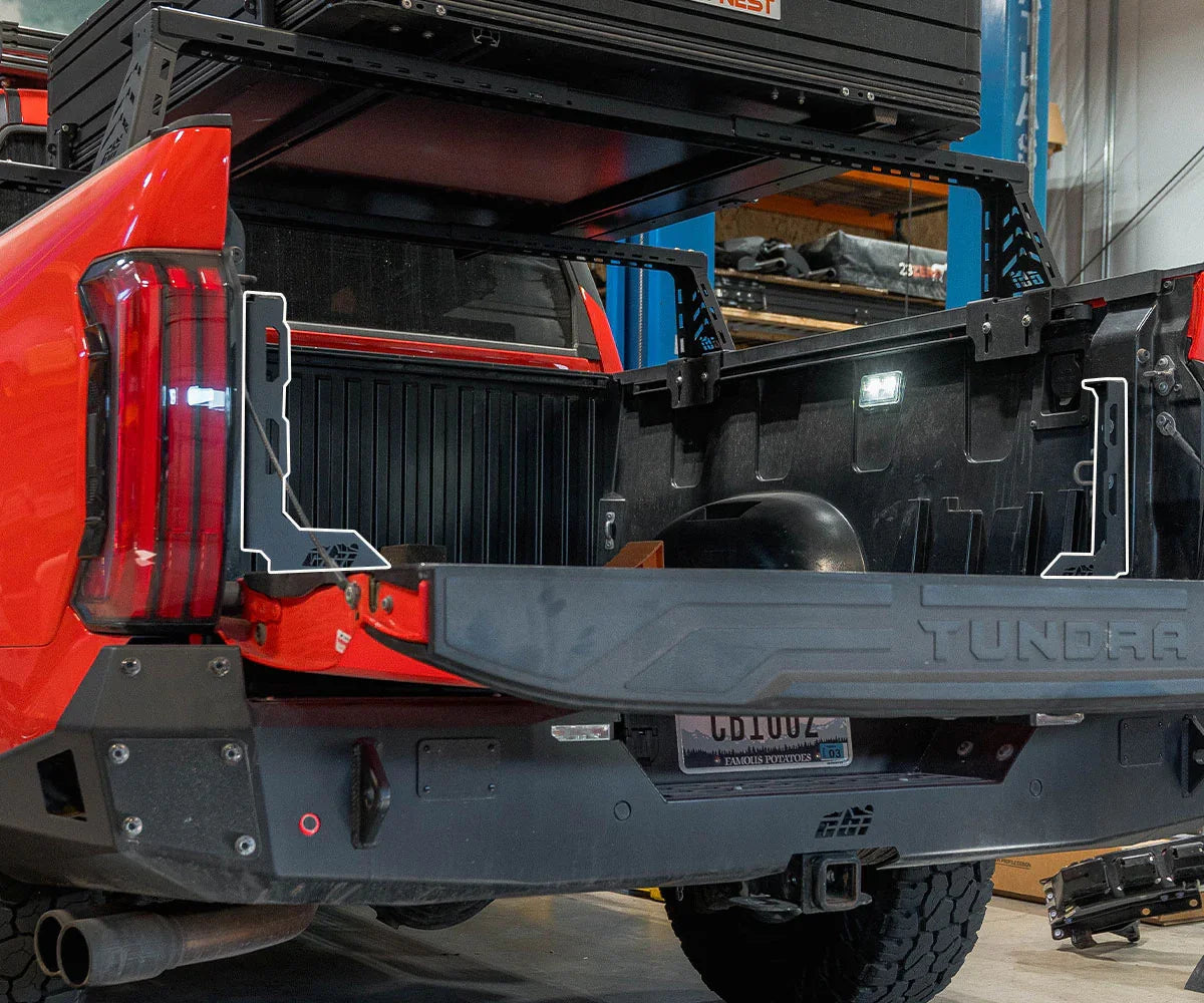 Toyota Tundra bed stiffeners installed on the truck bed for added support and durability