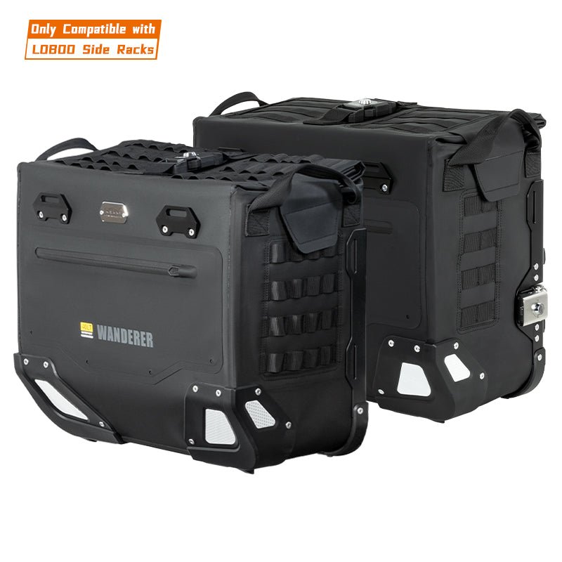 LOBOO Wanderer Series 30L+40L Dual-Purpose Waterproof Side Bags — IPX6 Rated, PP Support Board, Corner Protector, Exhaust-Avoid Design, Anti-Theft System (Requires LOBOO Side Racks)