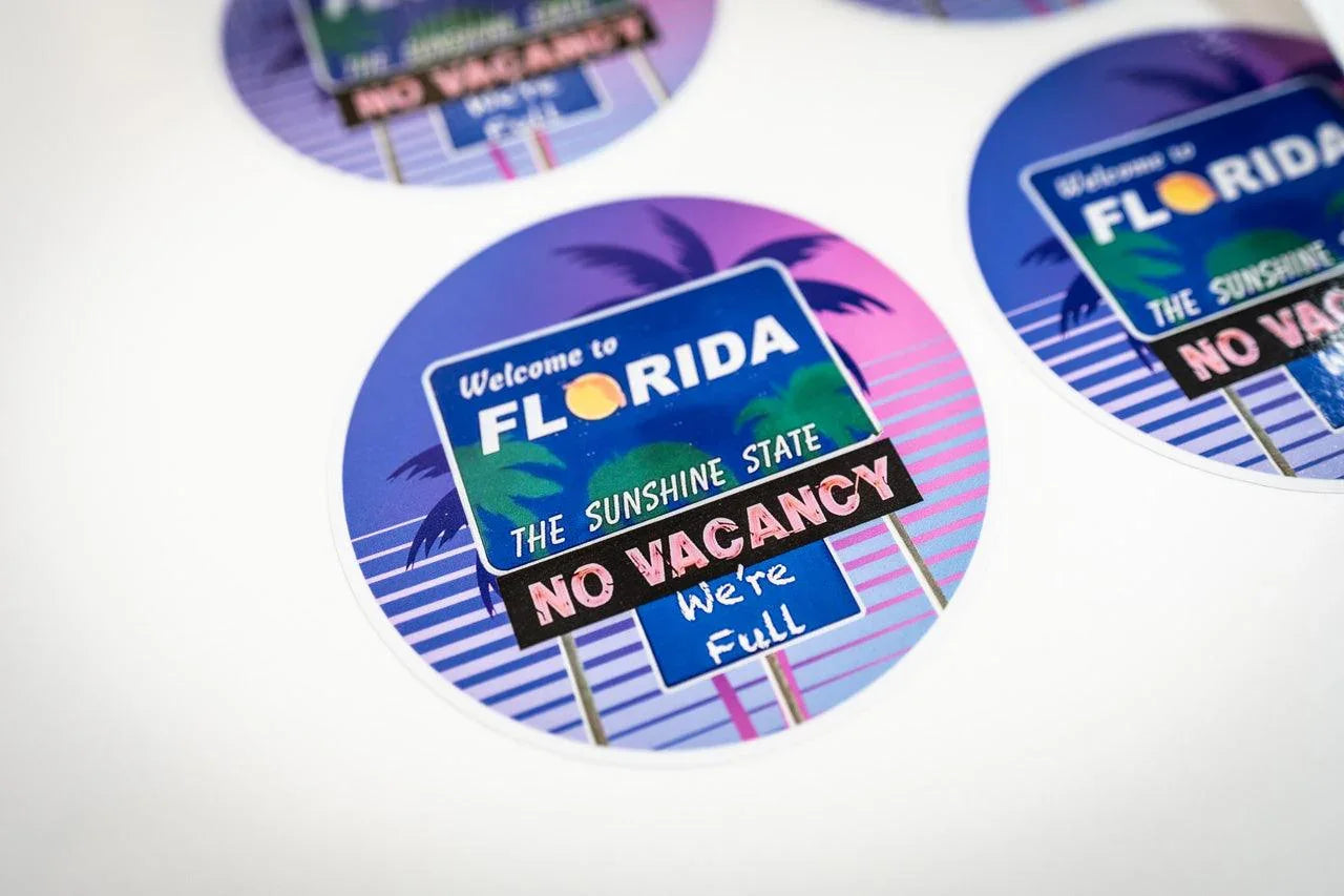 Welcome to Florida No Vacancy We're Full Sticker 3.5"